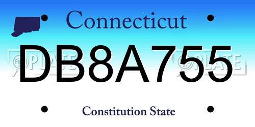 DB8A755 Connecticut License Plate