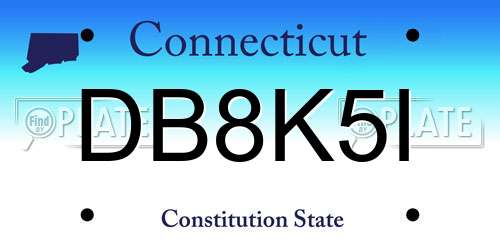 DB8K5I Connecticut License Plate
