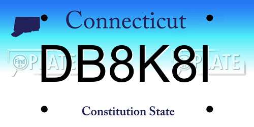 DB8K8I Connecticut License Plate