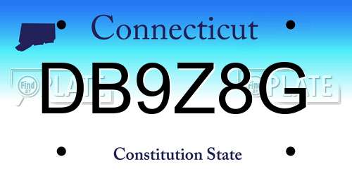 DB9Z8G Connecticut License Plate