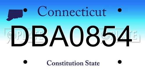 DBA0854 Connecticut License Plate