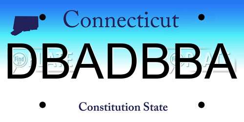 DBADBBA Connecticut License Plate