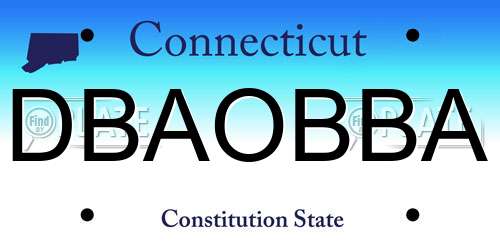 DBAOBBA Connecticut License Plate