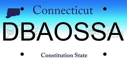 DBAOSSA Connecticut License Plate