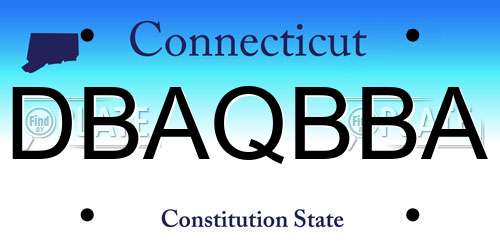 DBAQBBA Connecticut License Plate