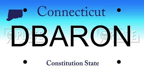 DBARON Connecticut License Plate