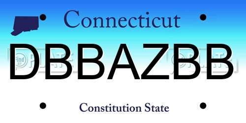 DBBAZBB Connecticut License Plate