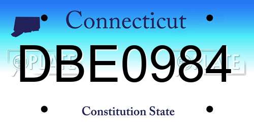 DBE0984 Connecticut License Plate