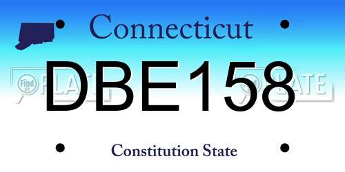 DBE158 Connecticut License Plate