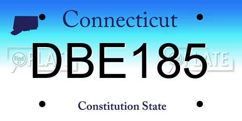 DBE185 Connecticut License Plate