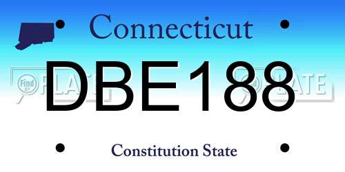 DBE188 Connecticut License Plate