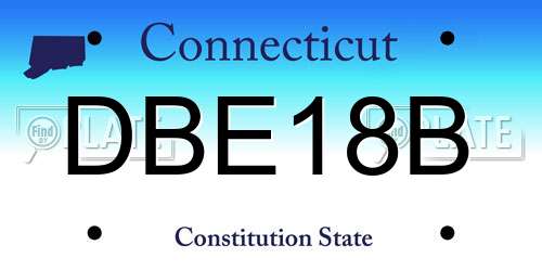 DBE18B Connecticut License Plate