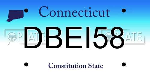 DBEI58 Connecticut License Plate