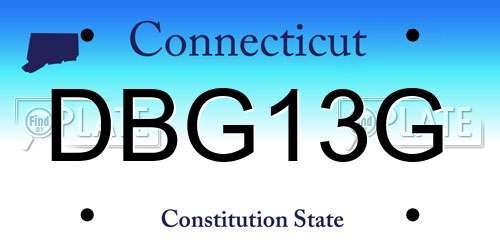 DBG13G Connecticut License Plate