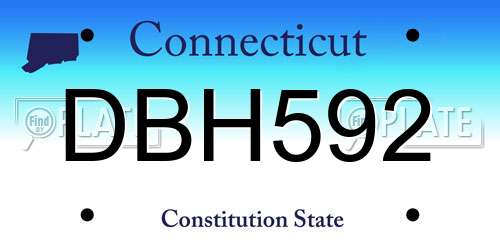 DBH592 Connecticut License Plate