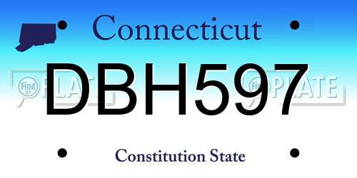 DBH597 Connecticut License Plate