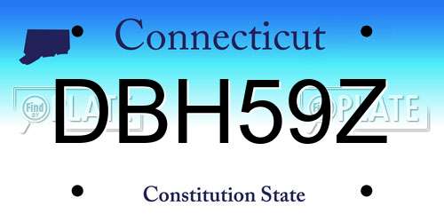 DBH59Z Connecticut License Plate