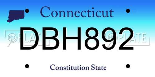 DBH892 Connecticut License Plate
