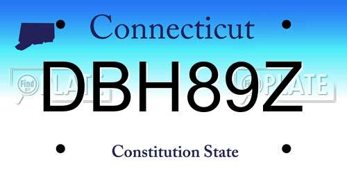 DBH89Z Connecticut License Plate