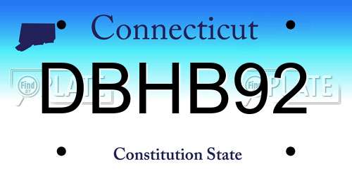 DBHB92 Connecticut License Plate
