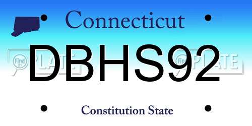DBHS92 Connecticut License Plate