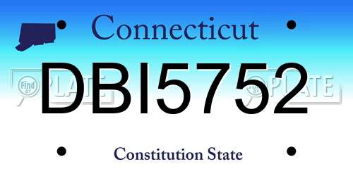 DBI5752 Connecticut License Plate