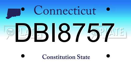 DBI8757 Connecticut License Plate