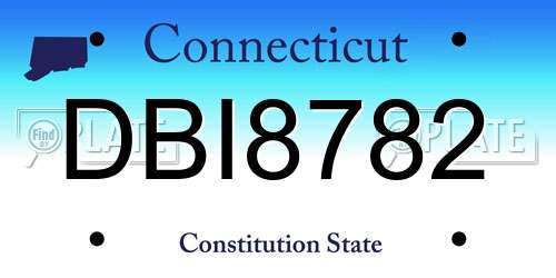 DBI8782 Connecticut License Plate