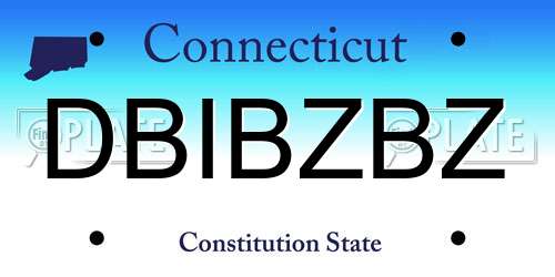 DBIBZBZ Connecticut License Plate