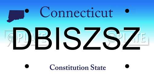 DBISZSZ Connecticut License Plate