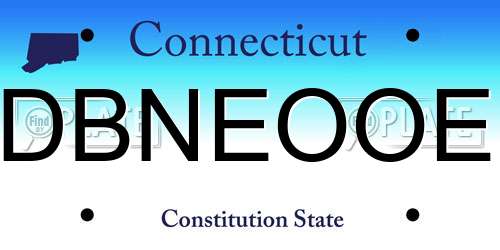 DBNEOOE Connecticut License Plate