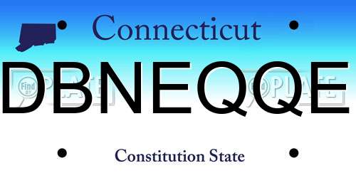 DBNEQQE Connecticut License Plate