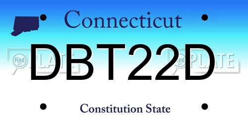 DBT22D Connecticut License Plate