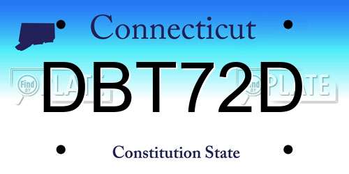 DBT72D Connecticut License Plate