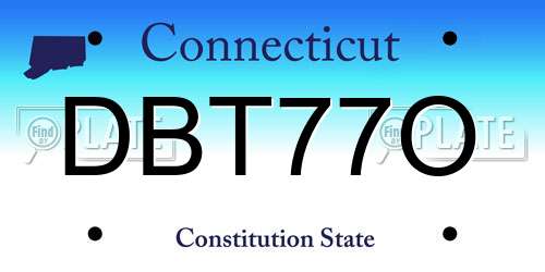 DBT77O Connecticut License Plate