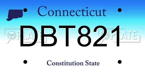 DBT821 Connecticut License Plate