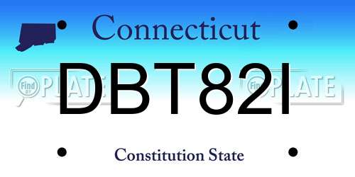 DBT82I Connecticut License Plate