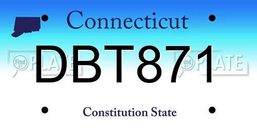 DBT871 Connecticut License Plate