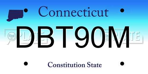 DBT90M Connecticut License Plate