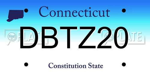 DBTZ20 Connecticut License Plate