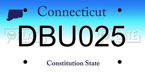 DBU025 Connecticut License Plate