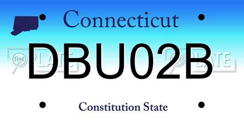 DBU02B Connecticut License Plate