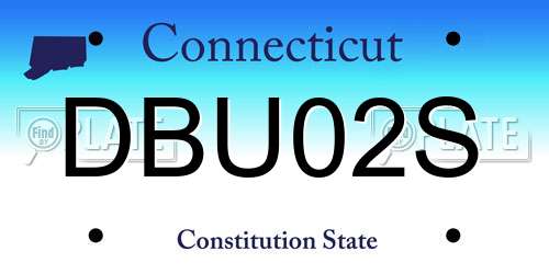 DBU02S Connecticut License Plate
