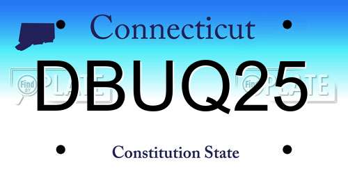 DBUQ25 Connecticut License Plate