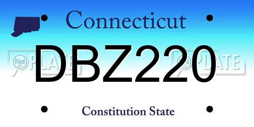 DBZ220 Connecticut License Plate