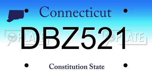 DBZ521 Connecticut License Plate