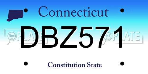 DBZ571 Connecticut License Plate