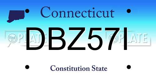 DBZ57I Connecticut License Plate