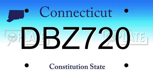 DBZ720 Connecticut License Plate