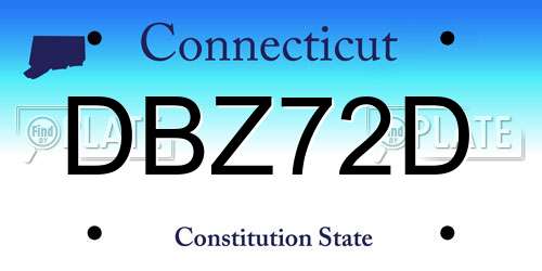 DBZ72D Connecticut License Plate